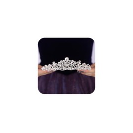 Teyglen Wedding Tiara and Crown for Women Silver Crystal Rhinestone Princess Crown Tiara for Brithday Party Prom Queen Crown Headband Costume Hair Accessories (Silver)