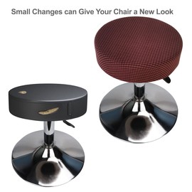 HuaLiSiJi Stool Cover, Round, 30-40 cm, Luxurious Fabric, Stretchy, Wrinkle-Free, Washable, Dustproof, Soft and Durable, Transformed Stools in Seconds (1, Coffee)