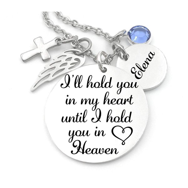 Memorial Jewelry, Stainless Steel Pendant, Necklace,I'll Hold You In My