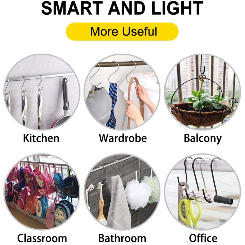 MgcTolBox 20 PCS S Hanging Hooks,Metal Hanging Hook Multi Function