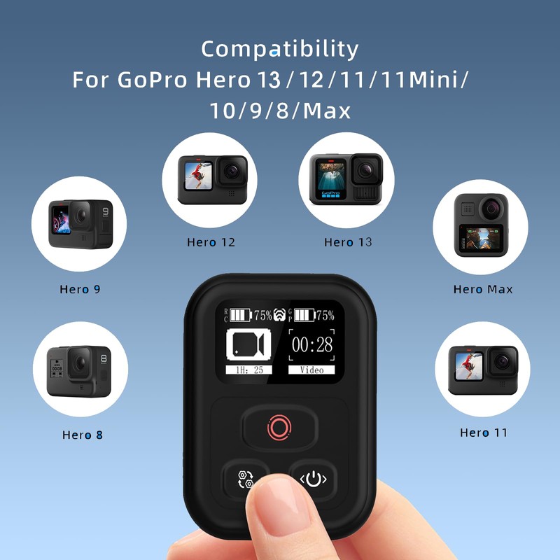 YDW - Control Remoto para GoPro Hero Black 13/12/11/11Mini/10/9/8/Max, Rango