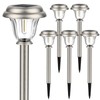 DERAYSION Solar Lights Outdoor Waterproof, Brushed Stainless Steel Glass Solar