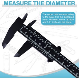 150mm Plastic Double Rule Scale Vernier Caliper Measuring Tool 0.5mm, for Jewelry Measurement, School, Exhibition Gifts, Antique Measurement(Black)