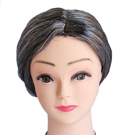 GLOBAL BOX おばあさん おばあちゃん おばさん ウィッグ かつら コスプレ 余興 白髪 (銀) アクリル 大人用 フリーサイズ