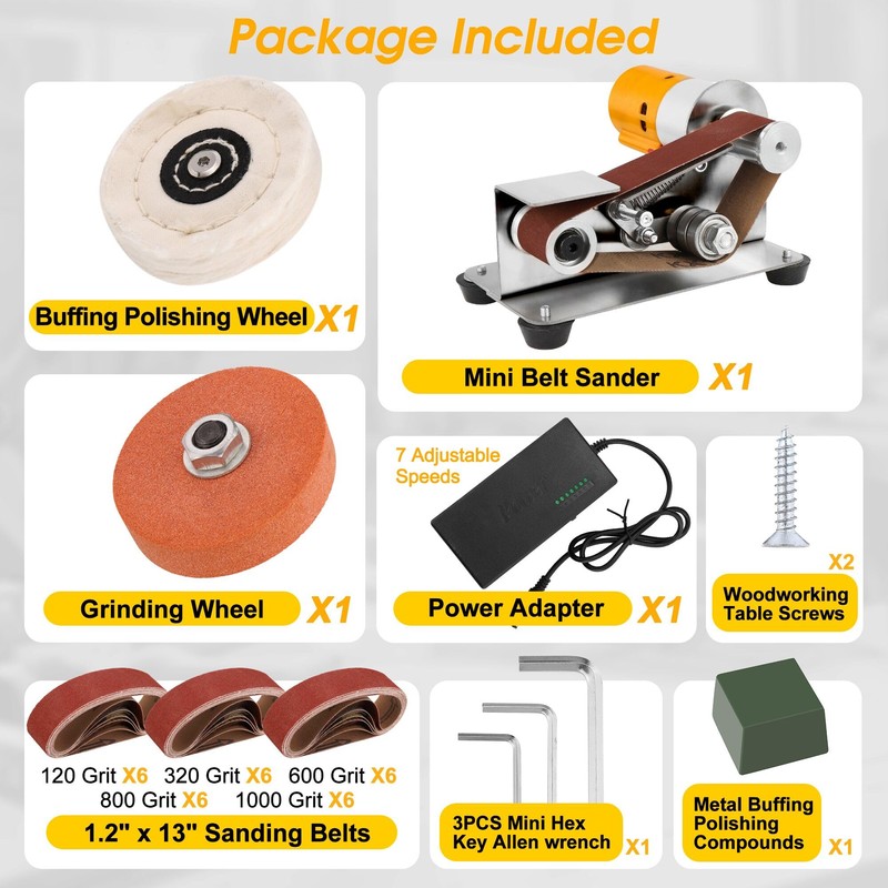 Mornajina Mini Belt Sander for Knife Making, 15 Degree Electric