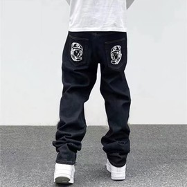 Men's Y2K Jeans Hip Hop Baggy Denim Pants Vintage Skateboard Pants Grunge Clothes Loose Fit Graphic Jeans