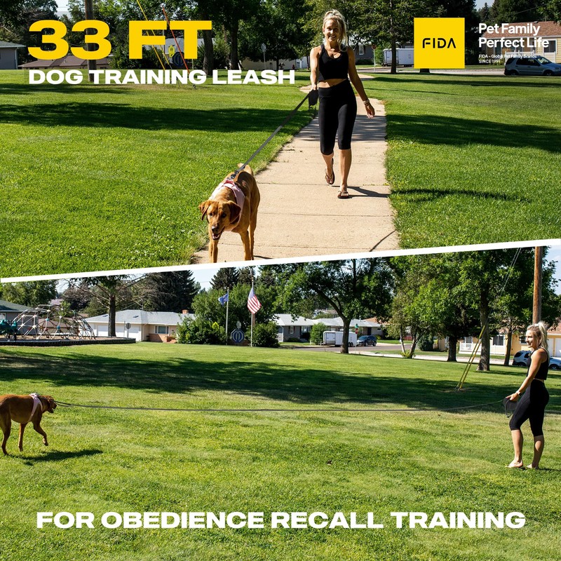 Fida Long Leash for Dogs with Traffic Handle,30ft 50ft Long