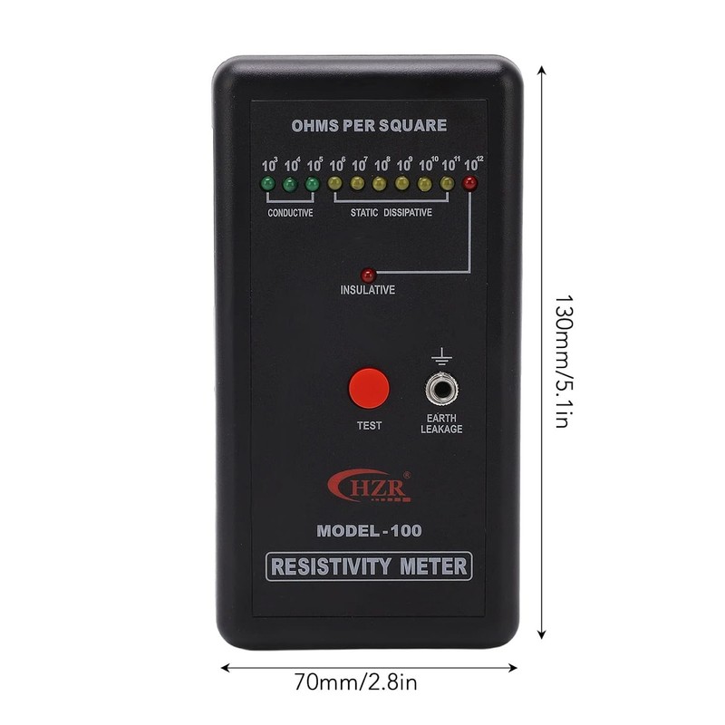 Portable Handheld Surface Resistivity Meter, with Test Lead, Automatic Range