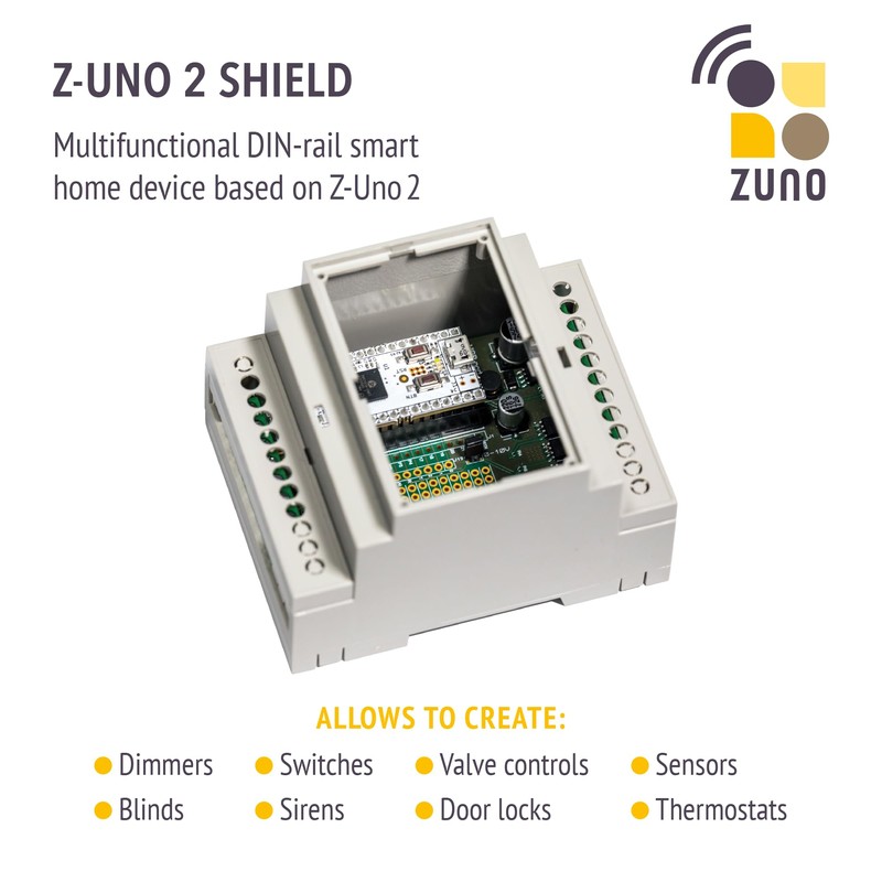 Z-Uno 2 Shield - Multifunktionales Smart-Home-Gerät basierend auf Z-Uno (DIN-Schiene)