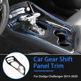 Karltys Gear Shift Panel Trim Cover for 2015-2024 2025+ Dodge Challenger Carbon Fiber Center Console Gear Shift Panel Frame Cover Trim Sticker Dodge Challenger Interior Accessories