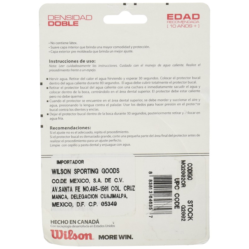Wilson Protector Bucal para Adultos, de Doble Densidad, Color Naranja