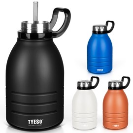 TYESO Sports Bottle, Stainless Steel Bottle, 3.1 gal (1.5 L), Direct Drinking, Hot and Cold Insulation, Easy to Wash, Straw Included, Large Capacity, Portable, Convenient for Travel, Includes Carry