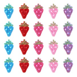 20Pcs Strawberry Iron on Patches Rhinestone Strawberry Embroidered Sew on Patches Fruit Sew Applique for DIY Clothes Hat Jeans Decoration Crafts