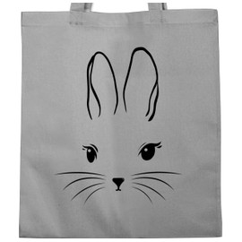 Shirtracer - Cotton Bag - Easter Gift Easter - Rabbit Head Simple with Eyelashes Black, 1 Light Grey