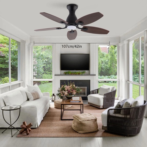 42" Ceiling Fan Chandelier Wood Ceiling Fan Adjustable Wind Speed+Remote