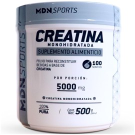 MDN SPORTS Creatina Monohidratada 100% | Pura 500g | 100 Servicios | Sin Rellenos | Sin Sabor