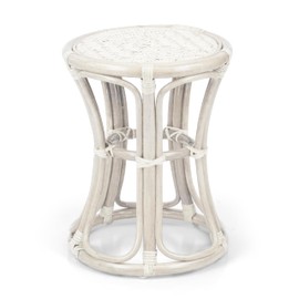 Breeze Handmade Rattan Wicker Stool Fully Assembled White Wash Color