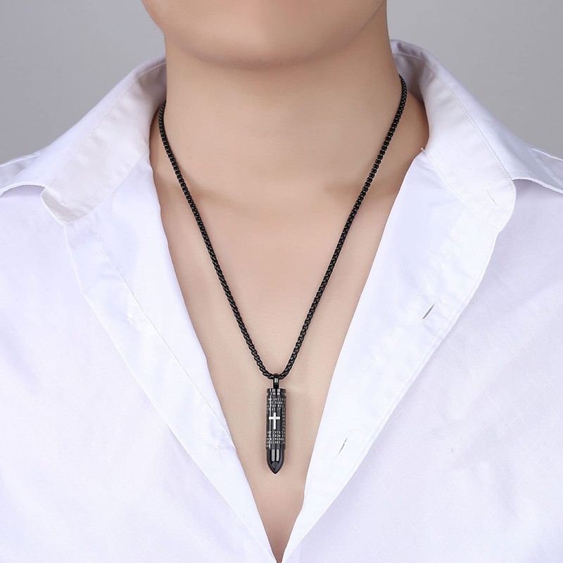 Stainless Steel Urn Necklace For Ashes Bullet Shaped Cremation Urn