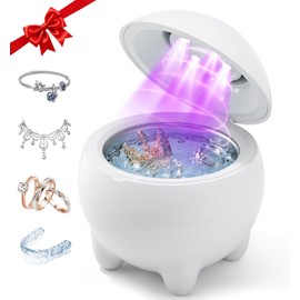 Ultrasonic Jewelry Cleaner Machine, 45KHz Retainer Cleaner Ultrasonic Professional for Dentures, Ring, Earrings Sterling Silver Deep Cleaning with 4 Modes, Timer, Low Noise, 304 Stainless Steel Tank