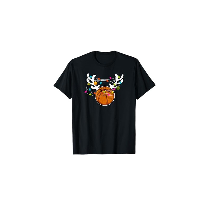 Christmas Tree Fairy Lights Basketball Funny Christmas T-Shirt