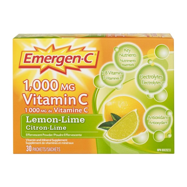 Emergen-C VITAMIN C EFFERVESCENT POWDER, Lemon Lime / 30PK