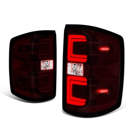 DNA MOTORING TL-ZTL-002E-DR Pair of LED Tail Lights Brake Lamps Compatible with 15-19 Silverado 2500 HD 3500 HD/Sierra 3500 HD,Smoked Red Lens