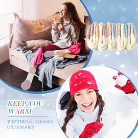 Handepo 24 Pairs Women Fuzzy Socks Bulk Winter Fluffy Sleeping Slipper Socks for Home Outdoor Gift for Ladies(Fresh Style,Cute Color)