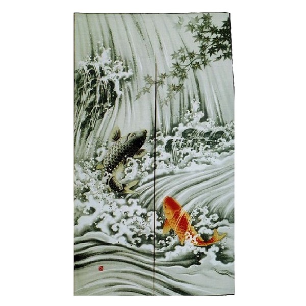 コスモ のれん 鯉の滝登り 85×150