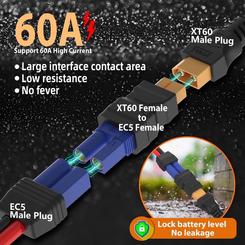 Magiclifee XT60 Female to EC5 Female RC Connectors Adapter