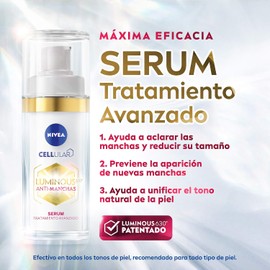 Kit Anti-manchas Rutina Facial Completa Nivea Luminous 630 Serum facial, 30 ml + Fluido facial con Vitamina E, 40 ml + Contorno de Ojos, 15 ml + Crema de Noche, 50 ml Enriquecida con Ácido Hialurónico