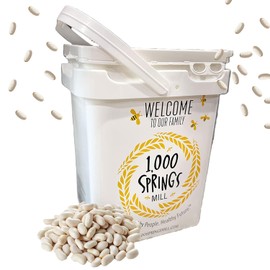 1000 SPRINGS MILL - Organic Great Northern Beans 25lb Bulk Bucket - Used for Salads, Soups, Stews, Casseroles, Chili, and Snacks - Bulk Dry White Beans - Vegan Friendly