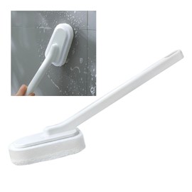 Extended Handle Sponge Scrubber with Integrated Scouring Pads: Ultimate Kitchen, Bathroom & Shower Cleaning Tool for Effortless Wash & Scrubbing (Long Handle Brush Sponge)