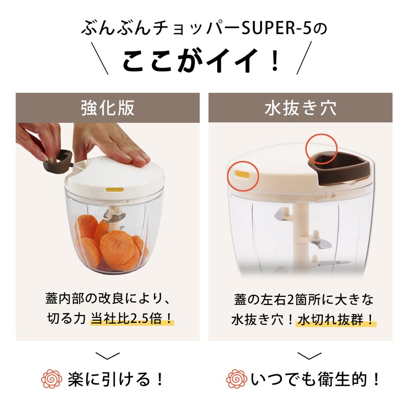 Bunbun Chopper Super 5 BBC-24PK, K & A Chopper, Dishwasher-safe,