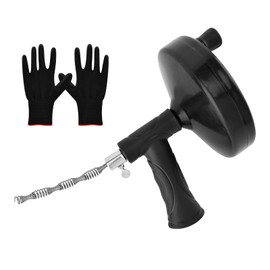 Snake Drain Auger 33 Feet, Plumbing Snake Drain Hair Clog Remover, Heavy Duty Toilet Sink Unclogger Drains Cleaner Tool for Bathroom Kitchen Tub Shower Clog Remover with Gloves(COLOR:black)