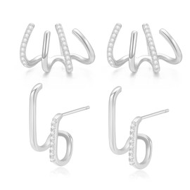 S925 Sterling Silver Claw Earrings Claw Cuff Earrings for Women Earrings That Look Like Multiple Piercings Gold Silver Ear Crawler Earrings Teenager Girls, Cubic Zirconia, No Gemstone