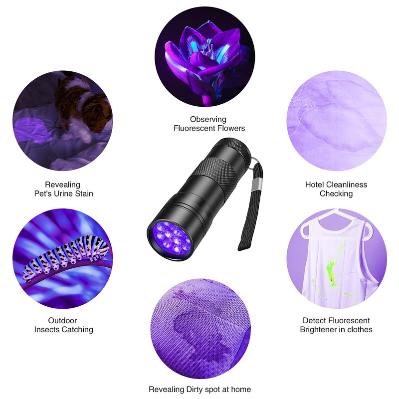 COSOOS Black Light UV Flashlight, 12 LED Handheld Black Light,