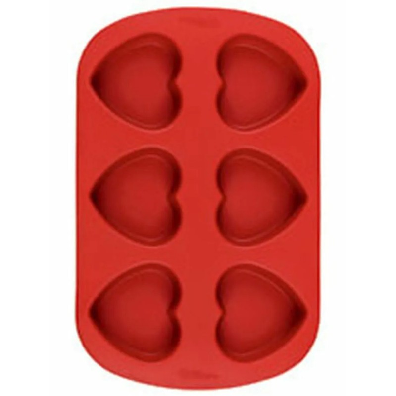 Wilton Mini Heart Silicone Red Valentines Day Mold 6 Cavities