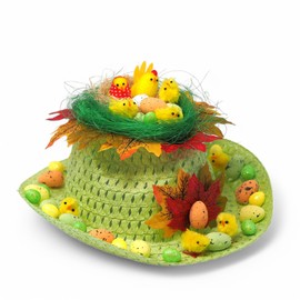 Blue Whale Gifts Boys Pre-Made Decorated Easter Cowboy Hat Bonnet - Chick Nest