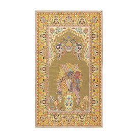 Benissimo Muslim Prayer Rugs, Sajadah for Islam, Printed Design Sultanahmet Collection, Thick and Tight Islamic Praying Mat, Runner & Non Skid Carpet - Green & Gold