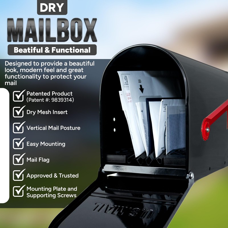 Dry Mailbox – Outdoor Metal Mailbox with Mailbox Insert to
