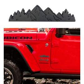 Mountain Car Emblem 3D Effect Mountain Forest Badge Logo, ABS Material Trunk Tailgate Mountains Graphic Badge fits Fit Car Truck Racing SUV Pickup RV (Black)