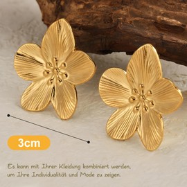 Blumen Ohrringe Groß, Gold Blume Ohrringe Boho Statement Flower Earrings Hypoallergene Modeschmuck Ohrstecker für Damen