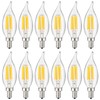 Sunlite 41354-SU LED Filament Chandelier Light Bulb with Flame Tip,