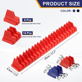 PATIKIL 46pcs Magnetic Wrench Organizer for Tool Box, Magnetic Modular Wrench Organizer Holder Toolbox Universally for 46 Tools Drawer Chest Ratcheting Offset Wrenches, Red Blue