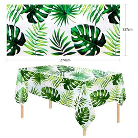 Jungle Party Decorations Table Cloth, Hawaiian Luau Tablecloth Summer Beach Party Decorations Tropical Palm Leaves Table Cloth Disposable Table Cover Spring Summer Wedding Birthday Party Table Decor