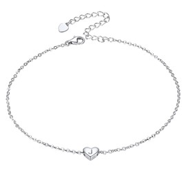 Initial Anklet for Women 925 Sterling Silver Heart Ankle Bracelet with J Letter Jewellery Stylish Trendy Smoothy Summer Anklets Jewelry