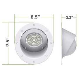 Leisure LED RV Exterior Round Flood Porch Utility Light - White 12v 1100 Lumen Lighting Fixture Replacement Lighting for Weekend Warrior RVs, Trailers, Campers, 5th Wheels (White)