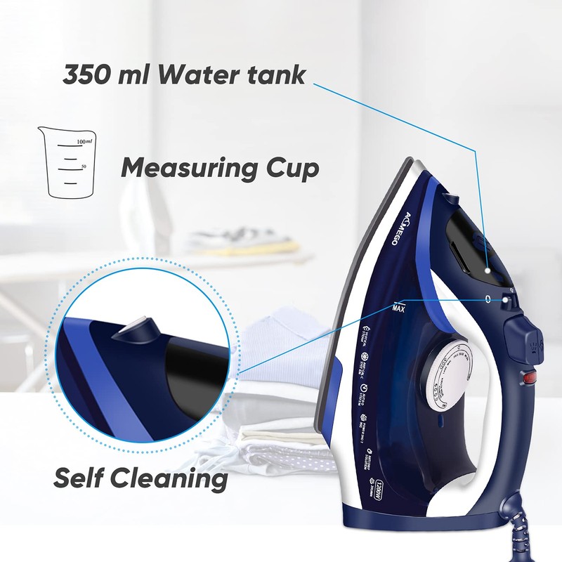 AEMEGO Steam Iron for Clothes Lightweight Portable Iron with Non