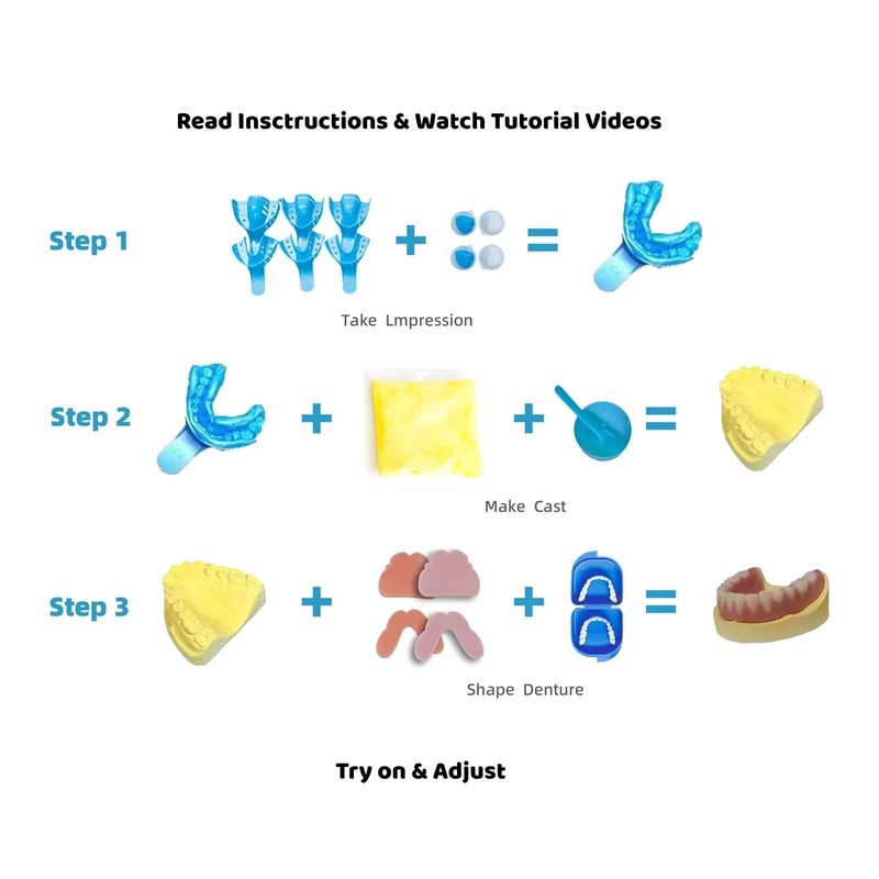 DENTUREWAY DIY Denture Kit with Impression, Do-It-Yourself Partial Denture Solution,