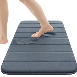 AYO Bath Mat, Bath Mat, Fluffy, Memory Foam Foot Cloth, Anti-slip, Absorbent, Quick Drying, Soft Entrance Mat, Dark Gray, 15.7 x 23.6 inches (40 x 60 cm)